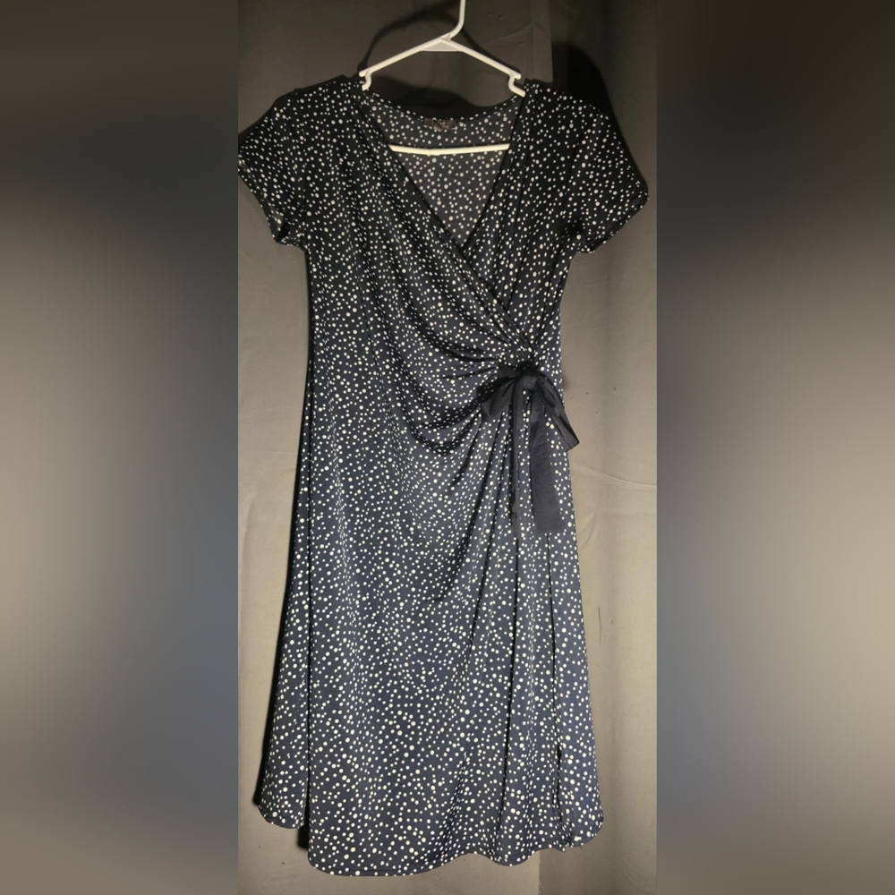 Chic Navy Polka Dot Midi Dress